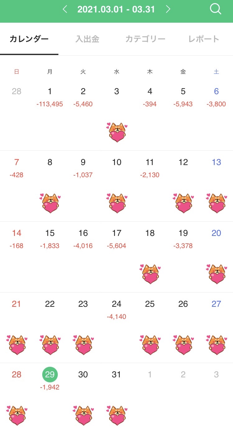 手取り16万円の家計簿